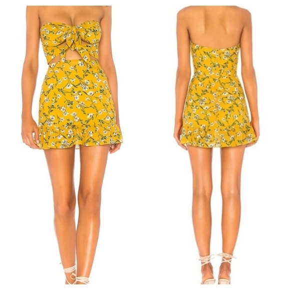 Tularosa | Revolve "Anna" Yellow Floral Cutout Mini Dress - Picture 1 of 10